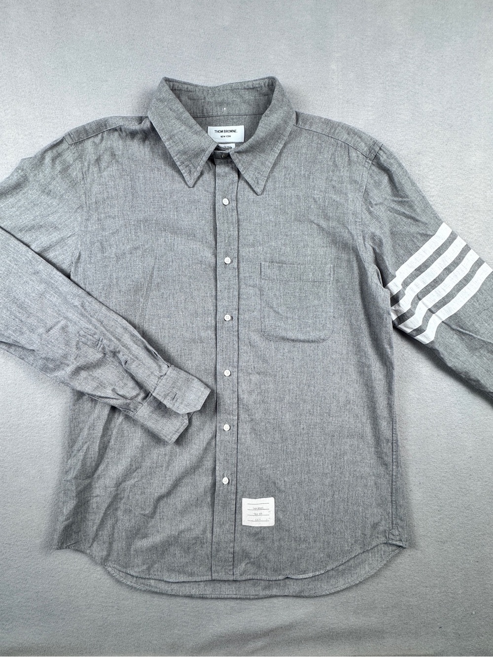 Thom Browne Chambray 4-bar Gray Button Down Shirt Size 4 Medium Made in Italy